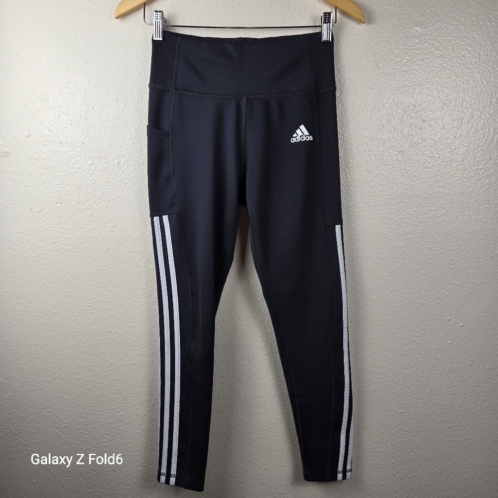 Adidas Black 3-Stripes AEROREADY Leggings Small w/ Pockets AS SEEN‎ ON TV Celebs